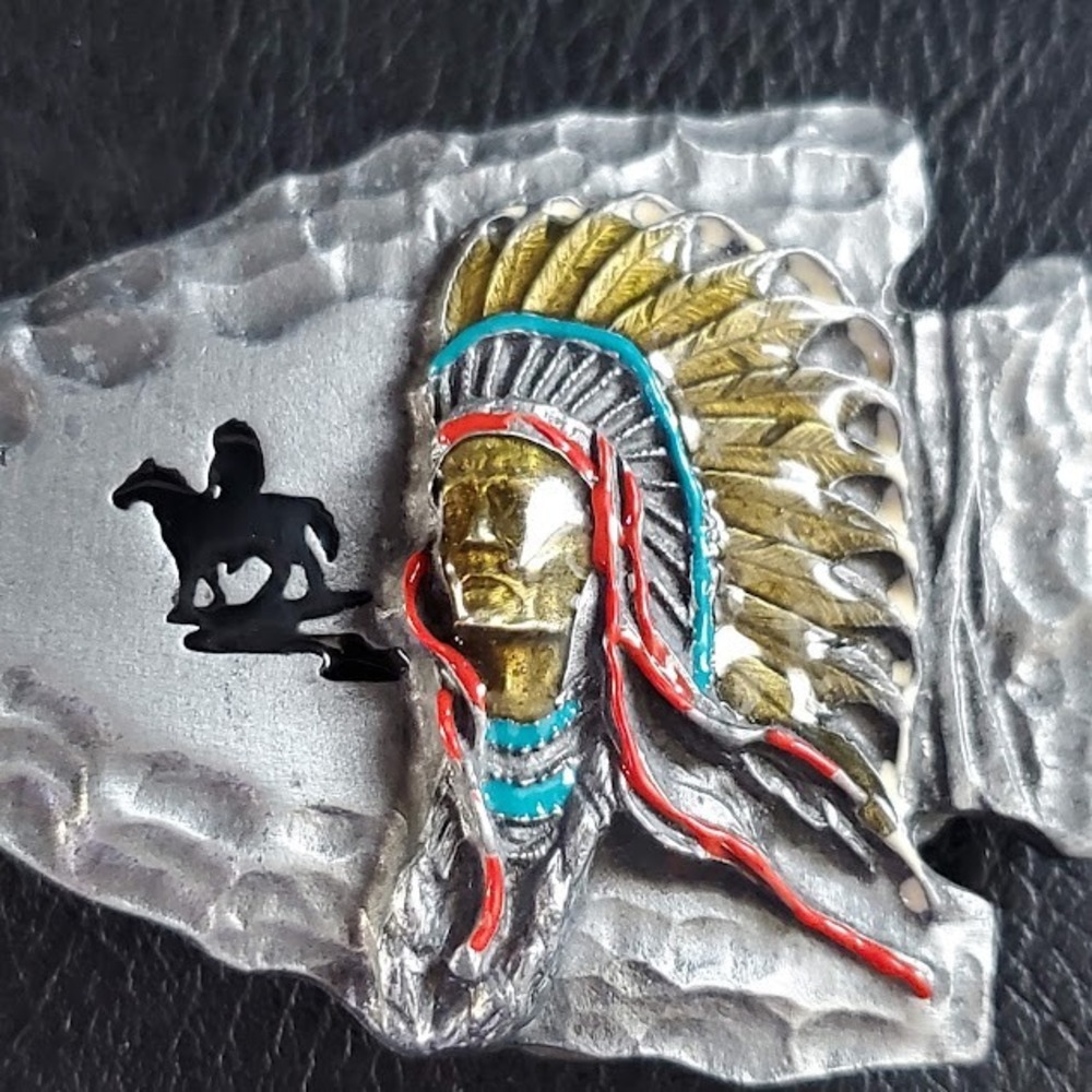 Vintage 1988 Siskiyou Pewter Arrowhead Chief Joseph Belt Buckle USA Western J80 - Picture 8 of 8